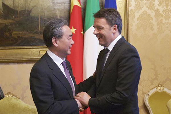 Wang Yi, Renzi meet in Rome on Italy-China relations