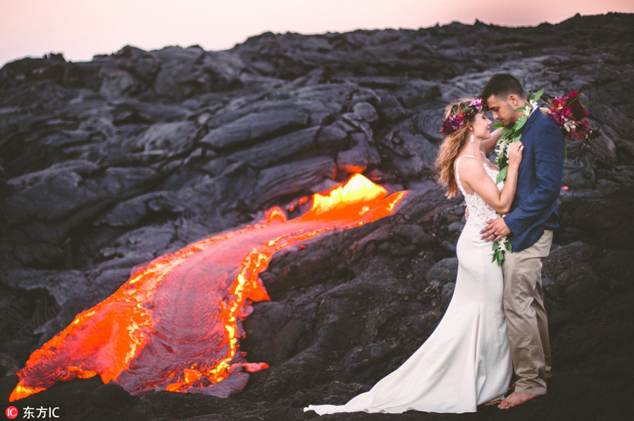 A 'red wedding' in front of flowing lava