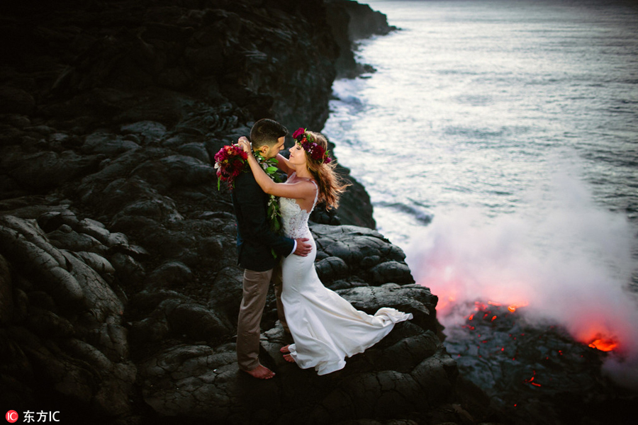 A 'red wedding' in front of flowing lava