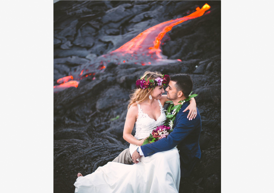 A 'red wedding' in front of flowing lava