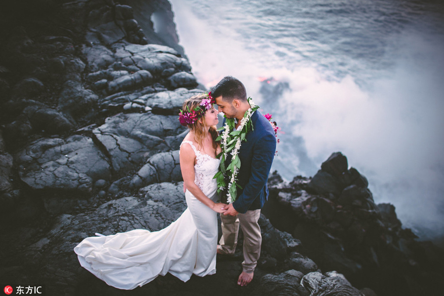 A 'red wedding' in front of flowing lava