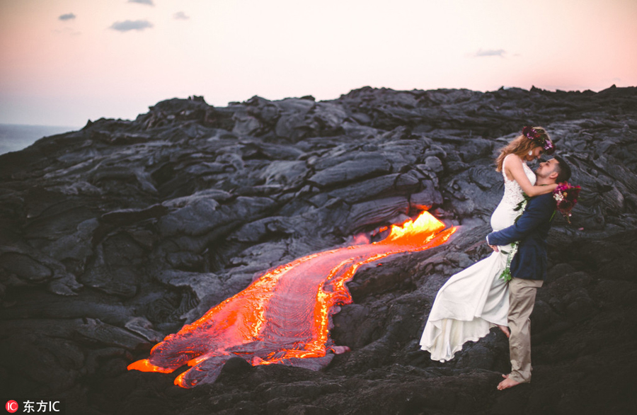 A 'red wedding' in front of flowing lava