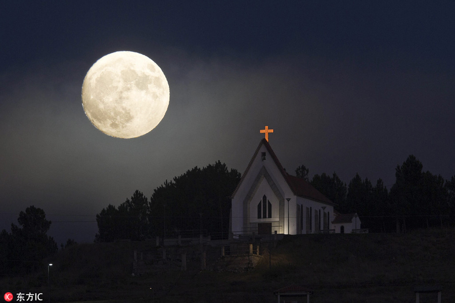 'Supermoon' shines over skies