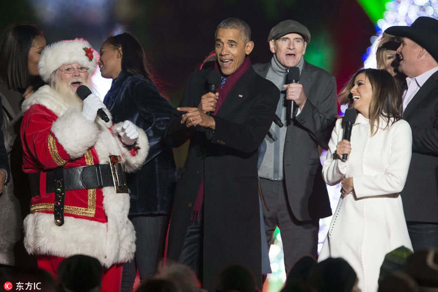 US President Obama attends 2016 National Christmas Tree ceremony
