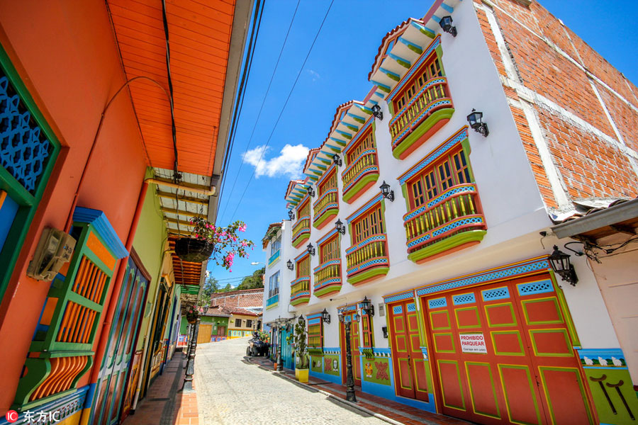 Rainbow-painted town in Colombia