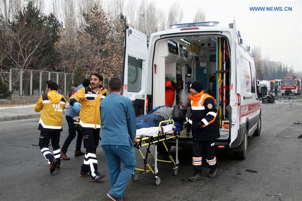 Soldier transporting bus hit by explosion in central Turkey