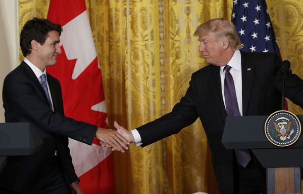 Canada's Trudeau talks trade with Trump at White House