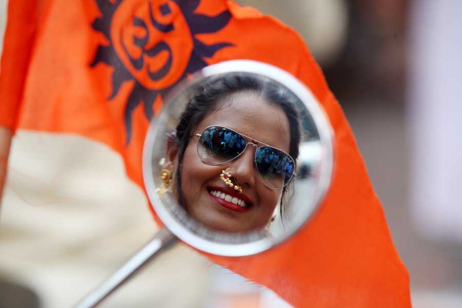 Indian people dressed up for traditional festival