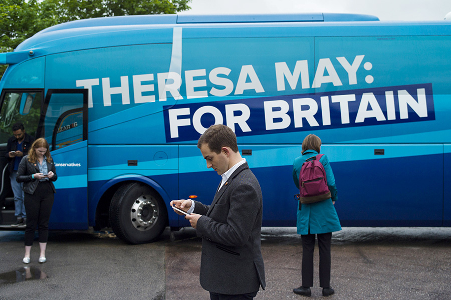 Britain's PM May meets pupils of primary school in Birmingham