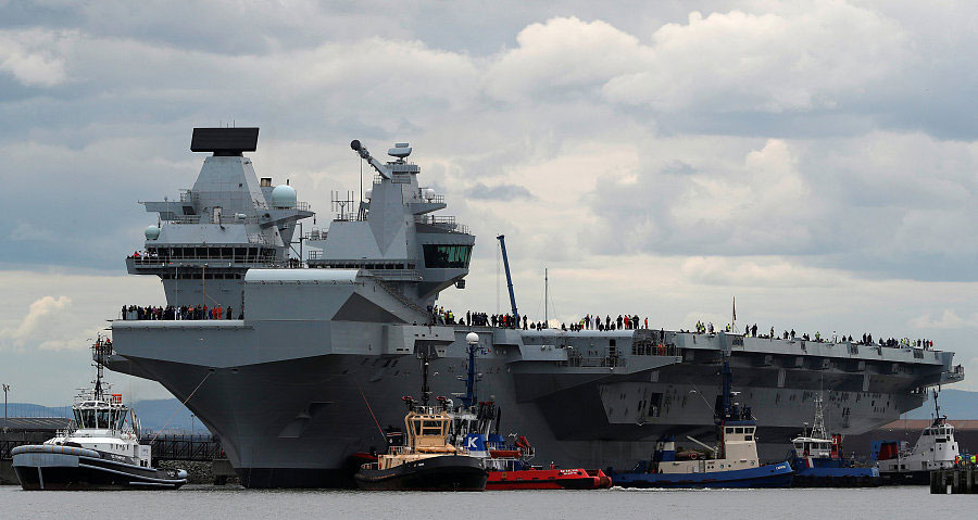 Royal Navy's biggest ever warship finally heads for high seas for trials