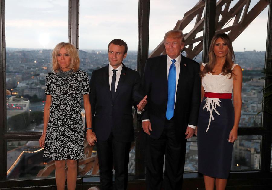 Macrons, Trumps dine high above Paris