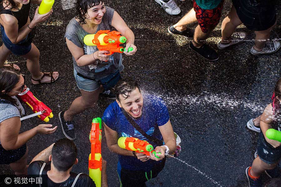 Annual water fight held in Spain's Madrid