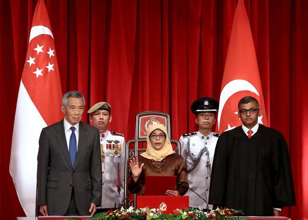 Halimah Yacob swears in as Singapore's first female president