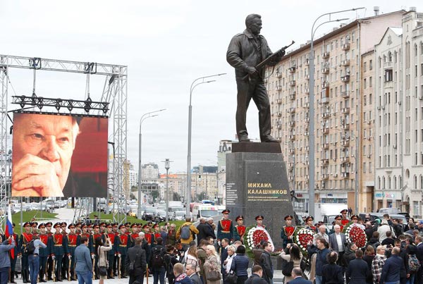 Russia unveils monument to designer of iconic AK-47 rifle