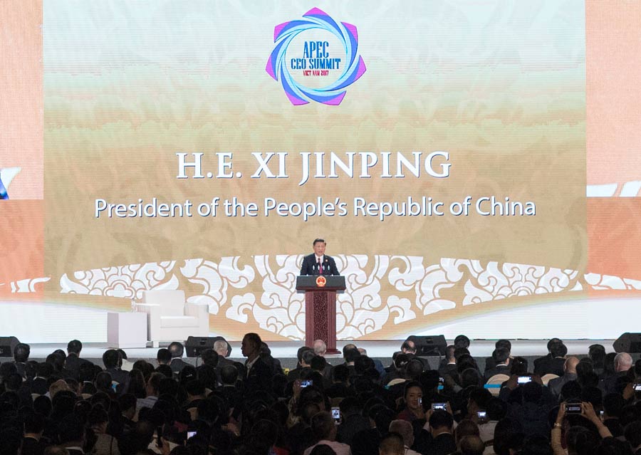 President Xi delivers keynote speech at APEC CEO Summit