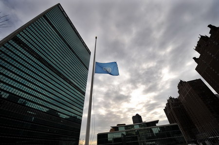 UN flag flies at half mast to mourn quake victims