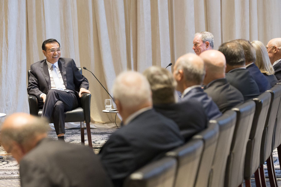Chinese premier meets US bigwigs on bilateral ties, common concerns