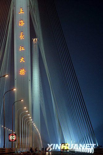 上海长江大桥全面亮灯[组图]