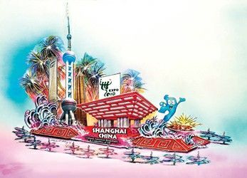 上海世博花车元旦亮相美国