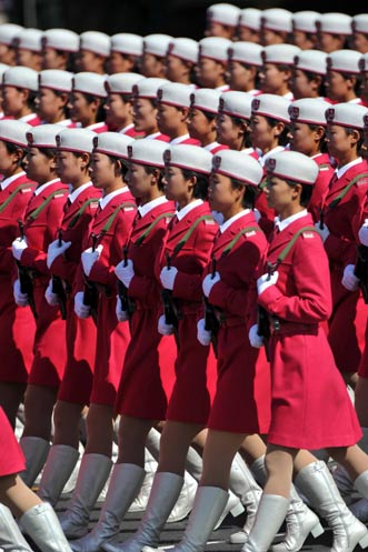 Women militia at the 60th anniversary parade