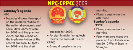 NPC, CPPCC agenda for March 7