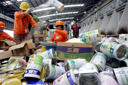 Tainted milk powder destroyed in Shanghai