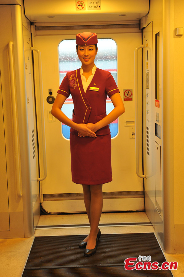 Chongqing bullet train stewardesses in new uniforms