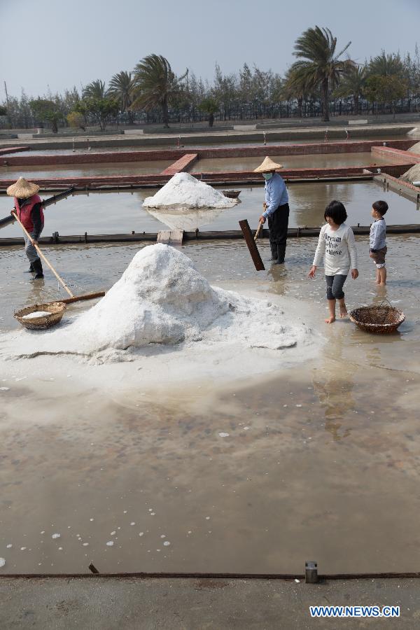 Tourists visit Cigu Saltern in Taiwan