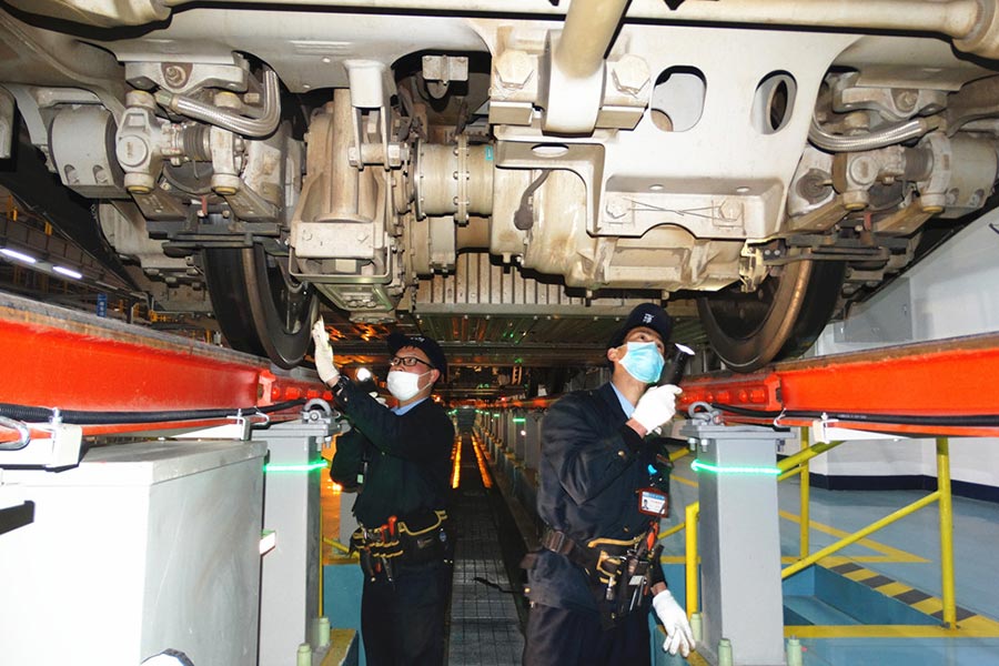 Train technicians ensuring safe journey home