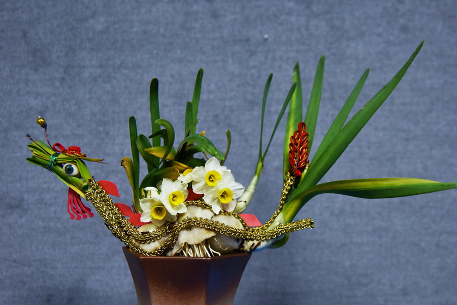 Oddly-shaped daffodil bonsai catches eyes in Shenzhen