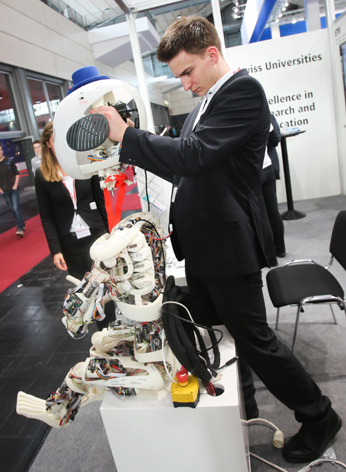 Humanoid robots at Hanover IT exhibition