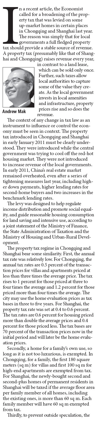Property tax cannot be used as a blunt instrument in China