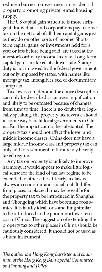 Property tax cannot be used as a blunt instrument in China