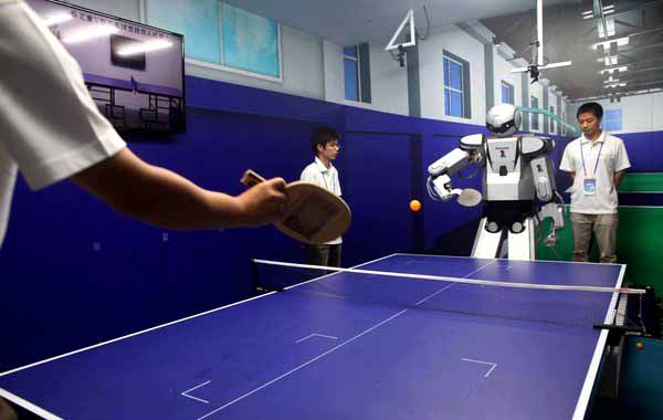 Humanoid robot rocks in table tennis