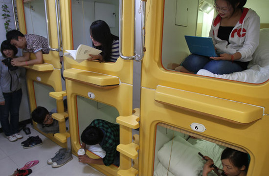 Capsule hotel hot during holiday