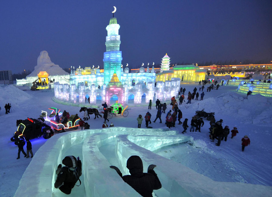 Playing at Ice and Snow World in Harbin