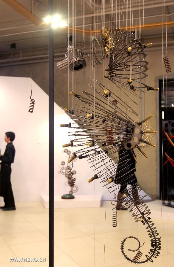 Creations made of waste materials displayed in Shanghai