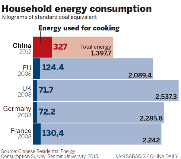 China's household cooking consumes too much energy