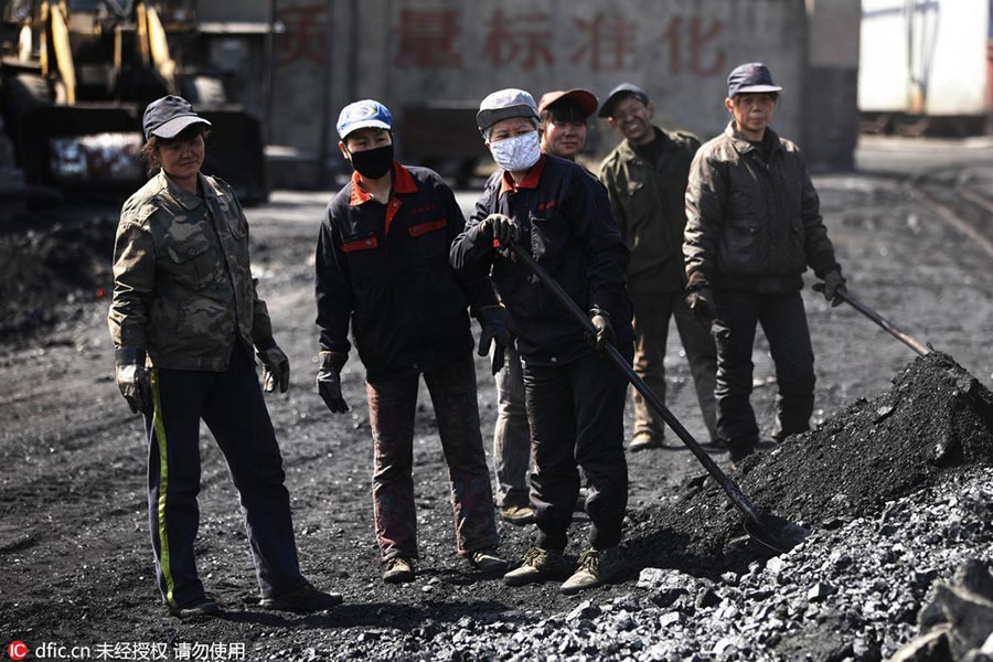Women miners on the job at Huaibei mine