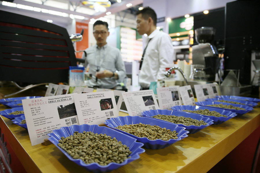 A taste of coffee at exhibition in Beijing