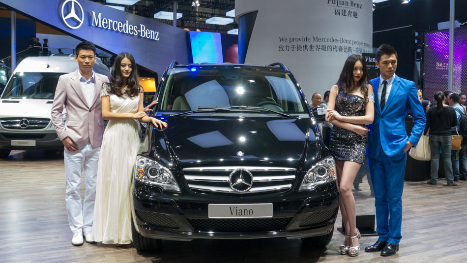 Models at Mercedes pavilion at 2013 Auto Guangzhou