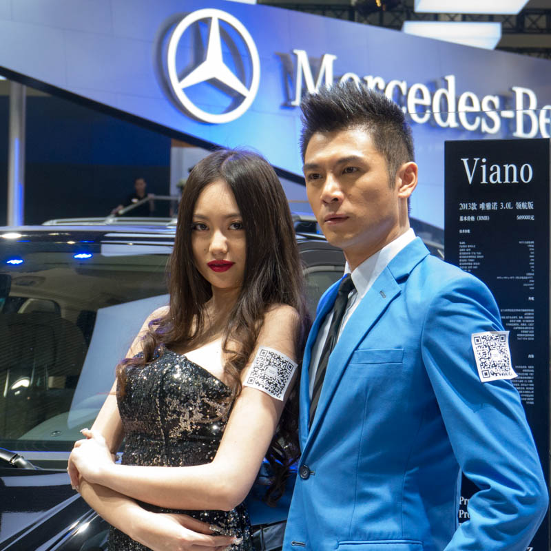 Models at Mercedes pavilion at 2013 Auto Guangzhou