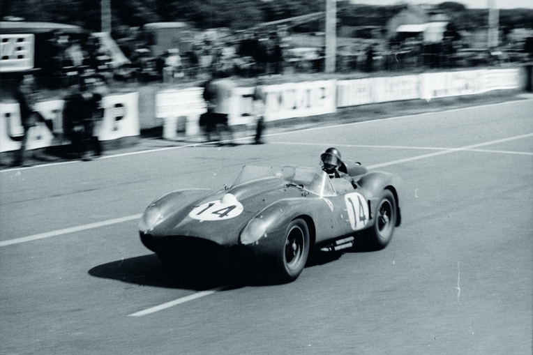 Antique Ferrari sports car used in Le Mans 24-hour race