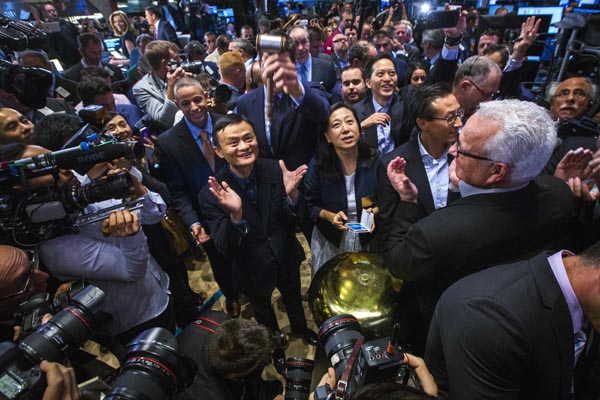 Alibaba jumps more than 40% in trading debut