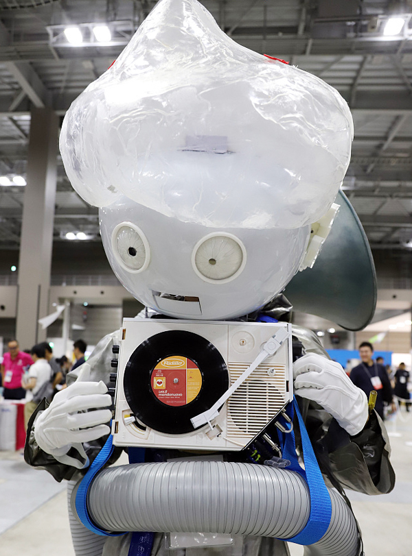 A panda-shaped drone draws attention at Maker Faire