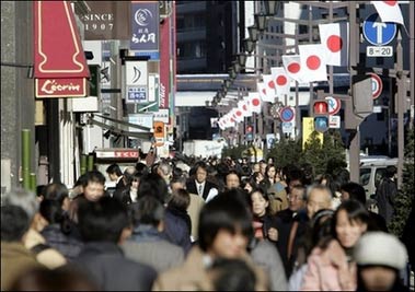 Shoppers jam the streets in Tokyo's Ginza district. China topped a list of countries with which the Japanese public most want to improve relations, according to a poll.(AFP