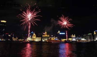 Firework party over the Huangpu River