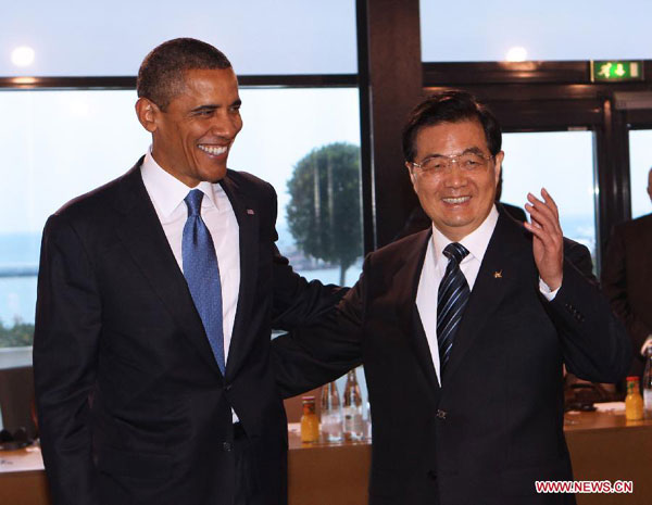 Hu meets US president