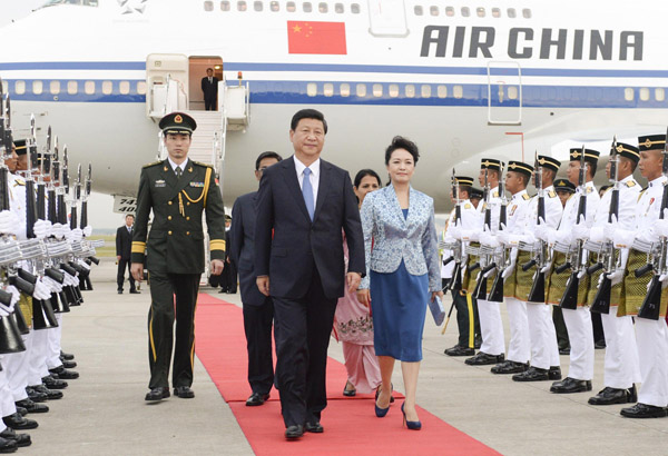 Xi arrives in Kuala Lumpur for state visit