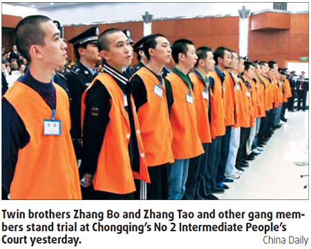 Twins on trial for Chongqing mafia-style gangs